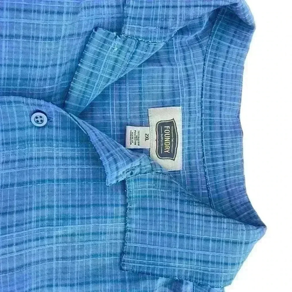 Pre-owned Foundry Men's 2XL Button Up Shirt, Blue, Short Sleeve - Picture 5 of 7